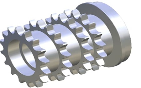 Z16 3/8 ″ Quadruple Metal Sprocket T6030